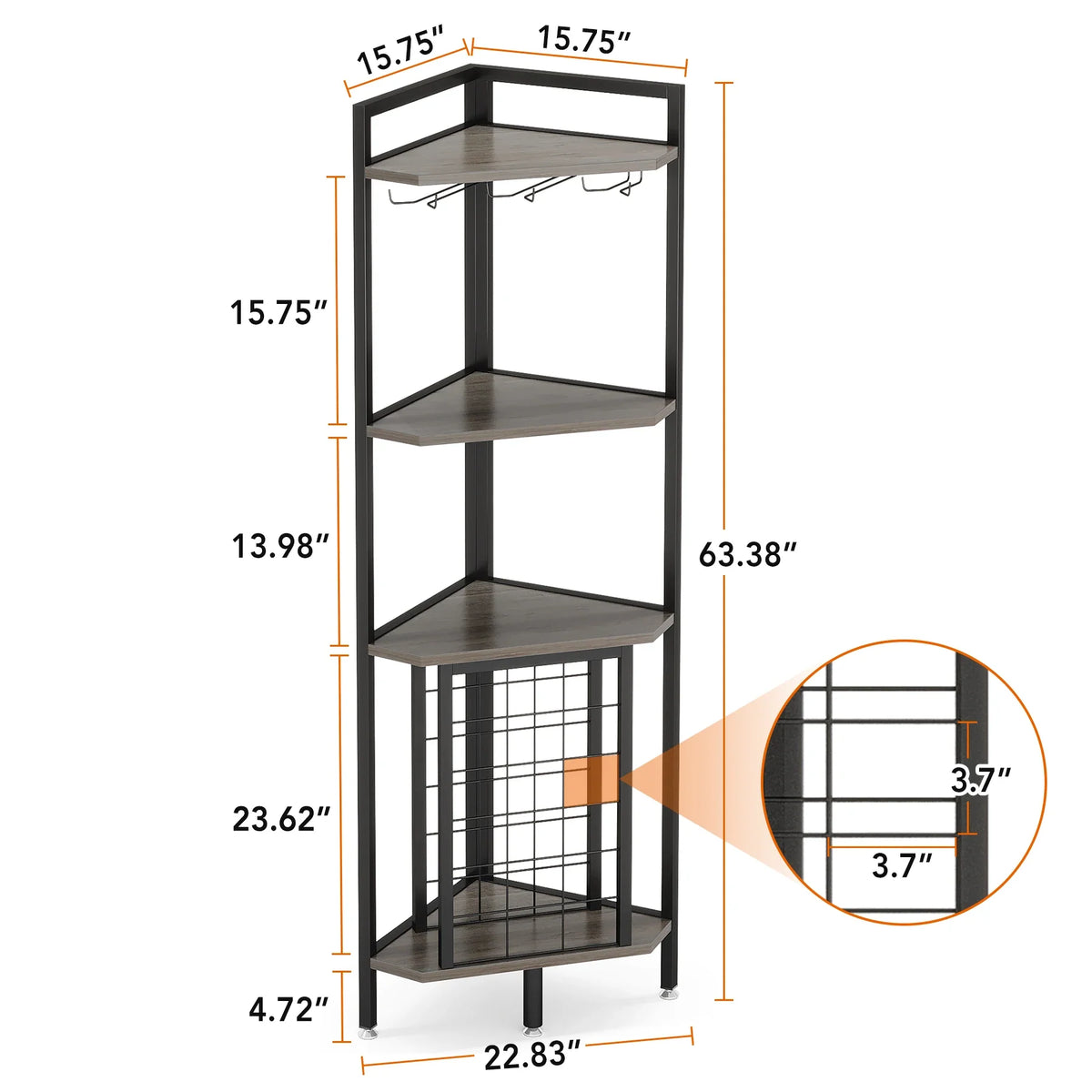 4-Tier Corner Wine Rack with Glass Holder and Storage Shelves