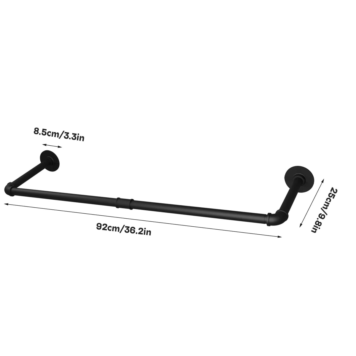 Wall Mounted Industrial Pipe Clothes Rail Rack Pack of 2