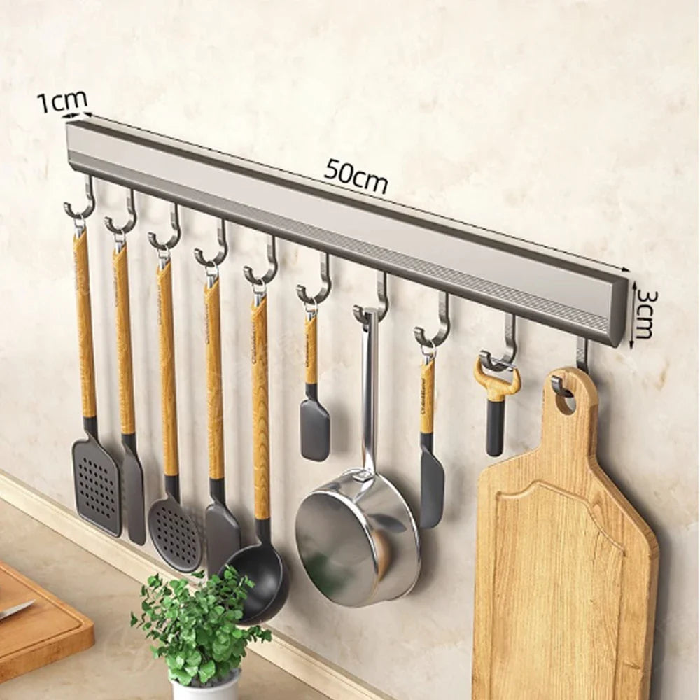 Wall Mounted Multi-Purpose Hooks Rack