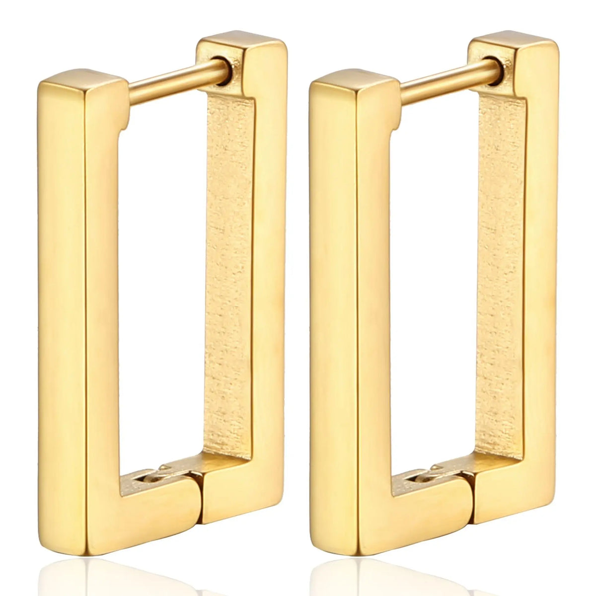2PCS New Gold Color Square Hoop Earrings Women Men Stainless Steel Huggie Minimalist Punk Unisex Rock Earrings Piercing Jewelry