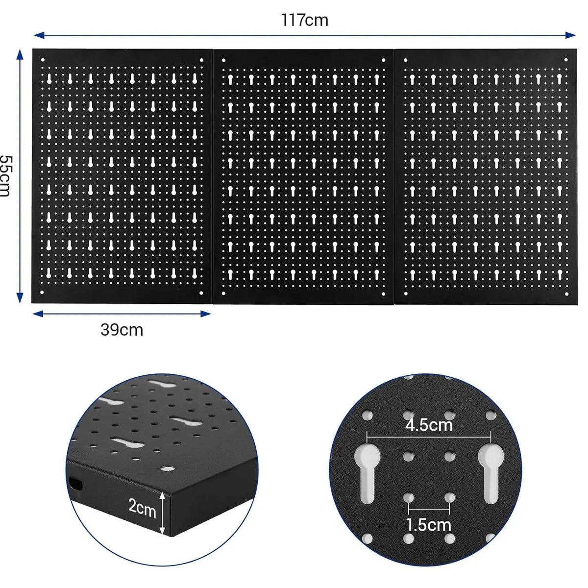 Metal Pegboard Wall Organiser with Hooks