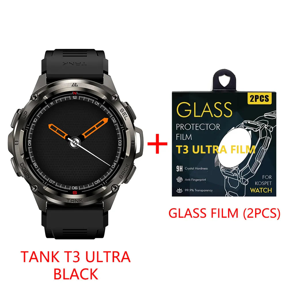KOSPET TANK T3 Ultra Smart Watch for Men -GPS AMOLED AOD Bluetooth Fitness Tracker 470mAh Digital Electronic Watch