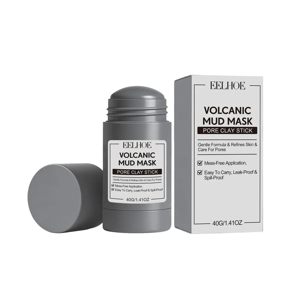 Clay Mask Stick for Deep Pore Cleansing – Kaolin Face Mask with Roller Ball Applicator
