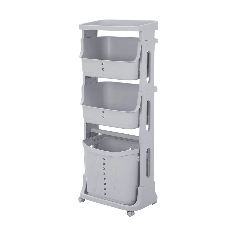 4-Tier Storage Rack Laundry Basket with Wheels