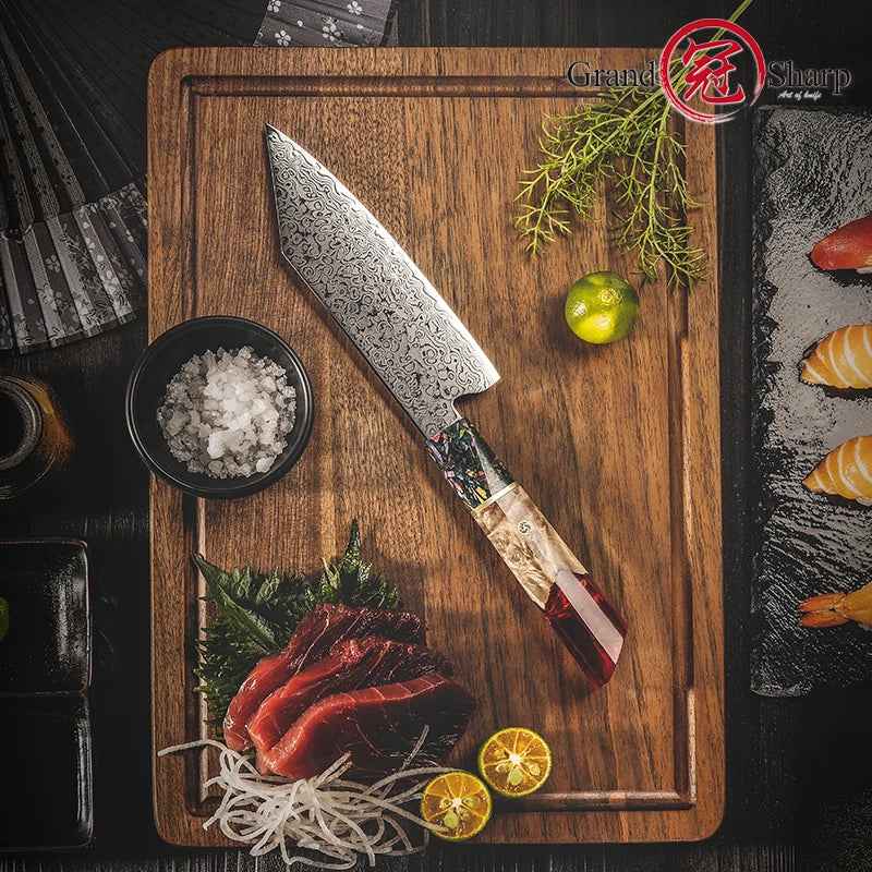 Agano 5.5″ Damascus Steel Bunka 文化