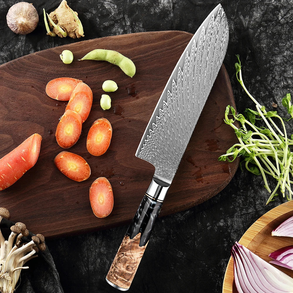 Shikiu 7″ Damascus Santoku Knife 三徳包丁