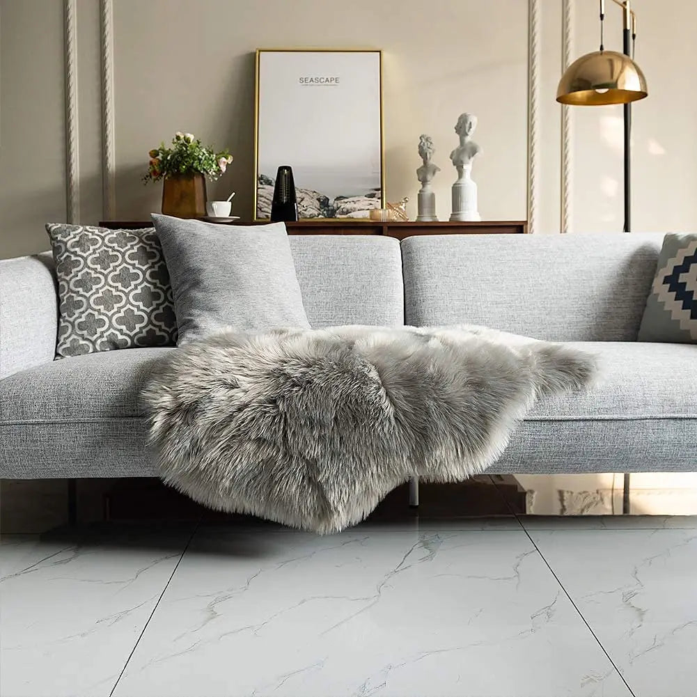 Soft Sheepskin Fluffy Fur Rug for Bedroom & Living Room