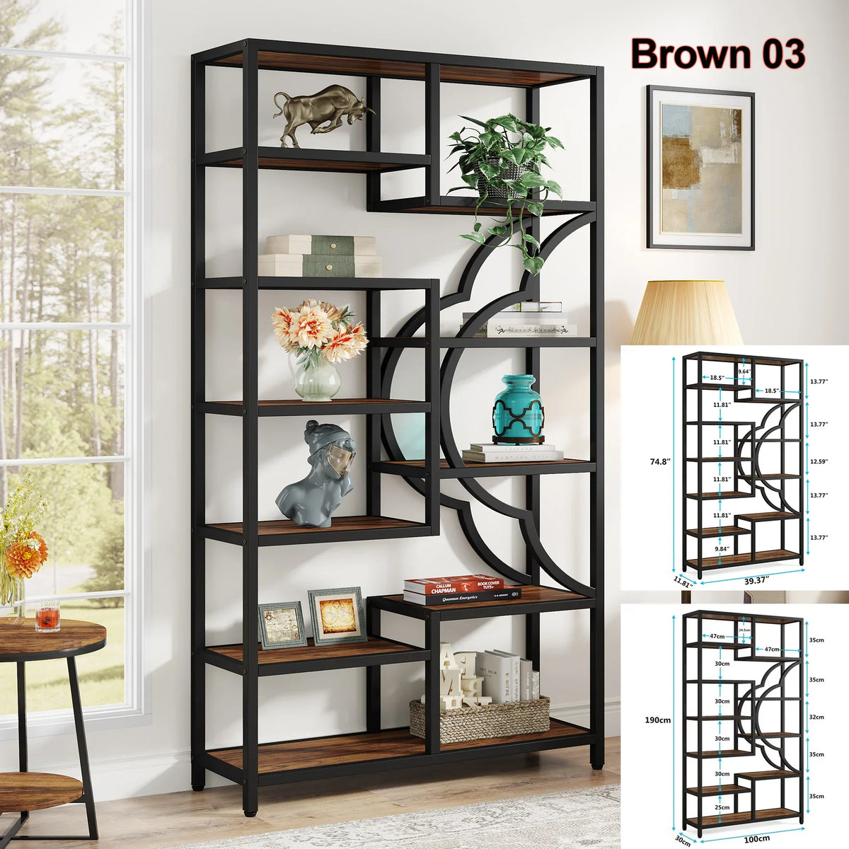 5-Tier Industrial Freestanding Etagere Bookcase
