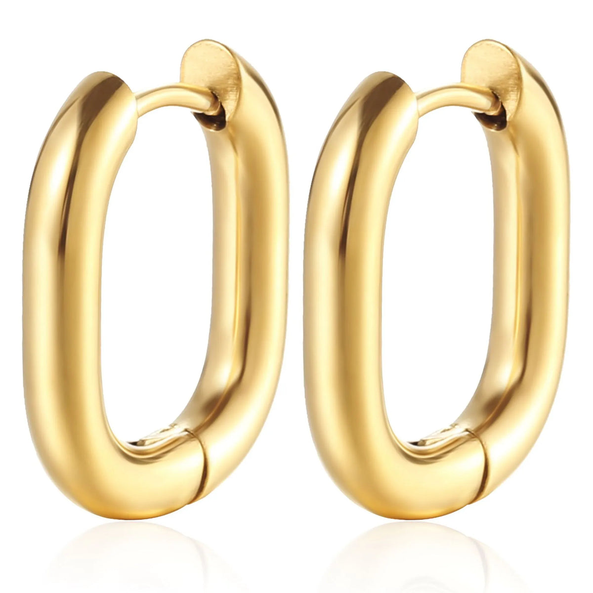 2PCS New Gold Color Square Hoop Earrings Women Men Stainless Steel Huggie Minimalist Punk Unisex Rock Earrings Piercing Jewelry