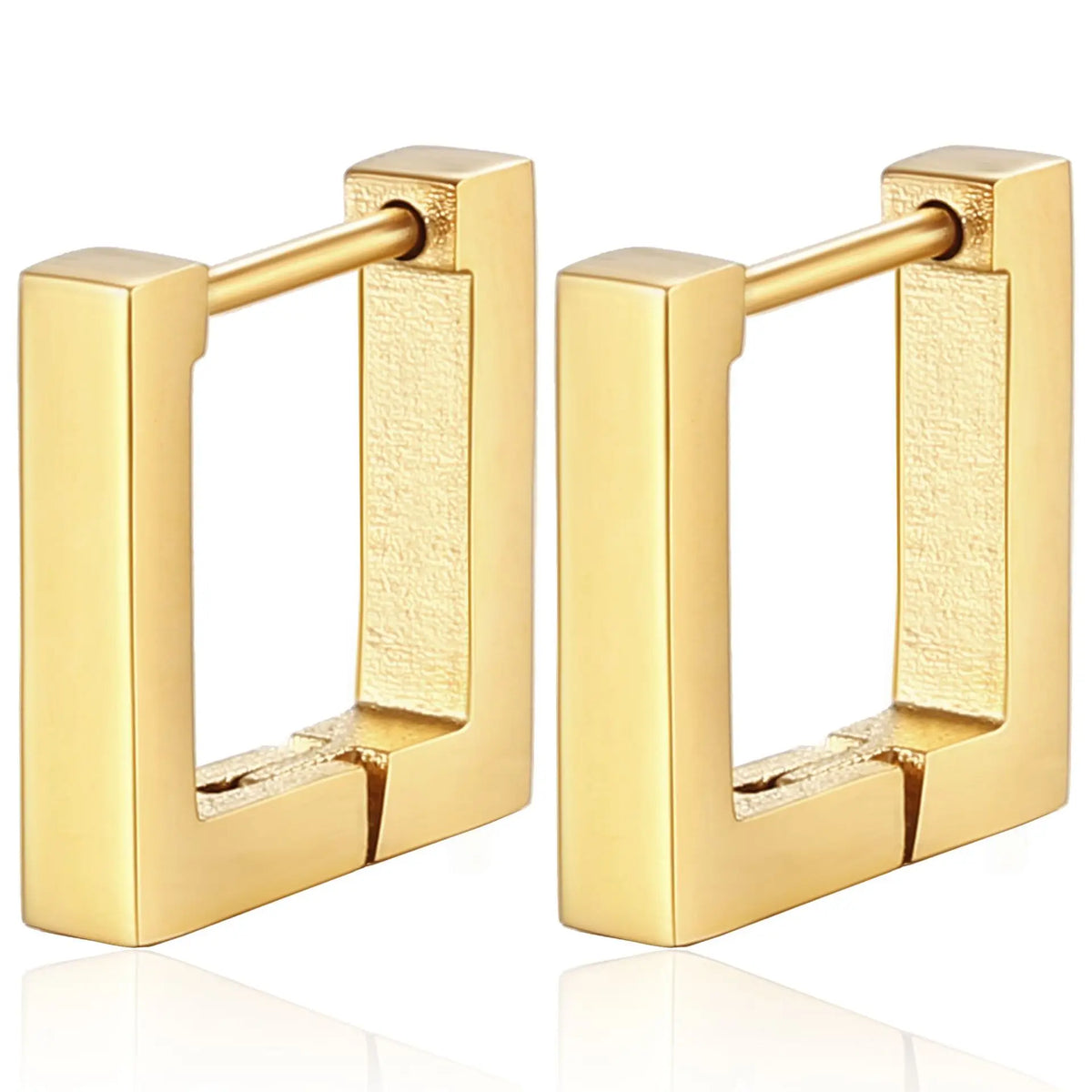2PCS New Gold Color Square Hoop Earrings Women Men Stainless Steel Huggie Minimalist Punk Unisex Rock Earrings Piercing Jewelry