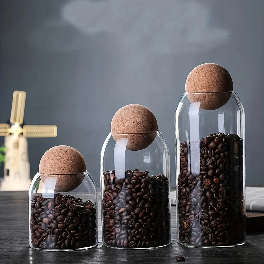 3-Piece Glass Storage Jar Set with Ball Cork Lids