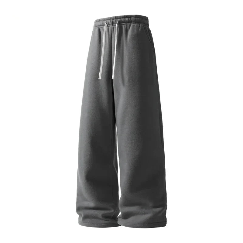 Men's Wide-Leg Sweatpants – Soft Cotton Loose Fit Drawstring Casual Pants