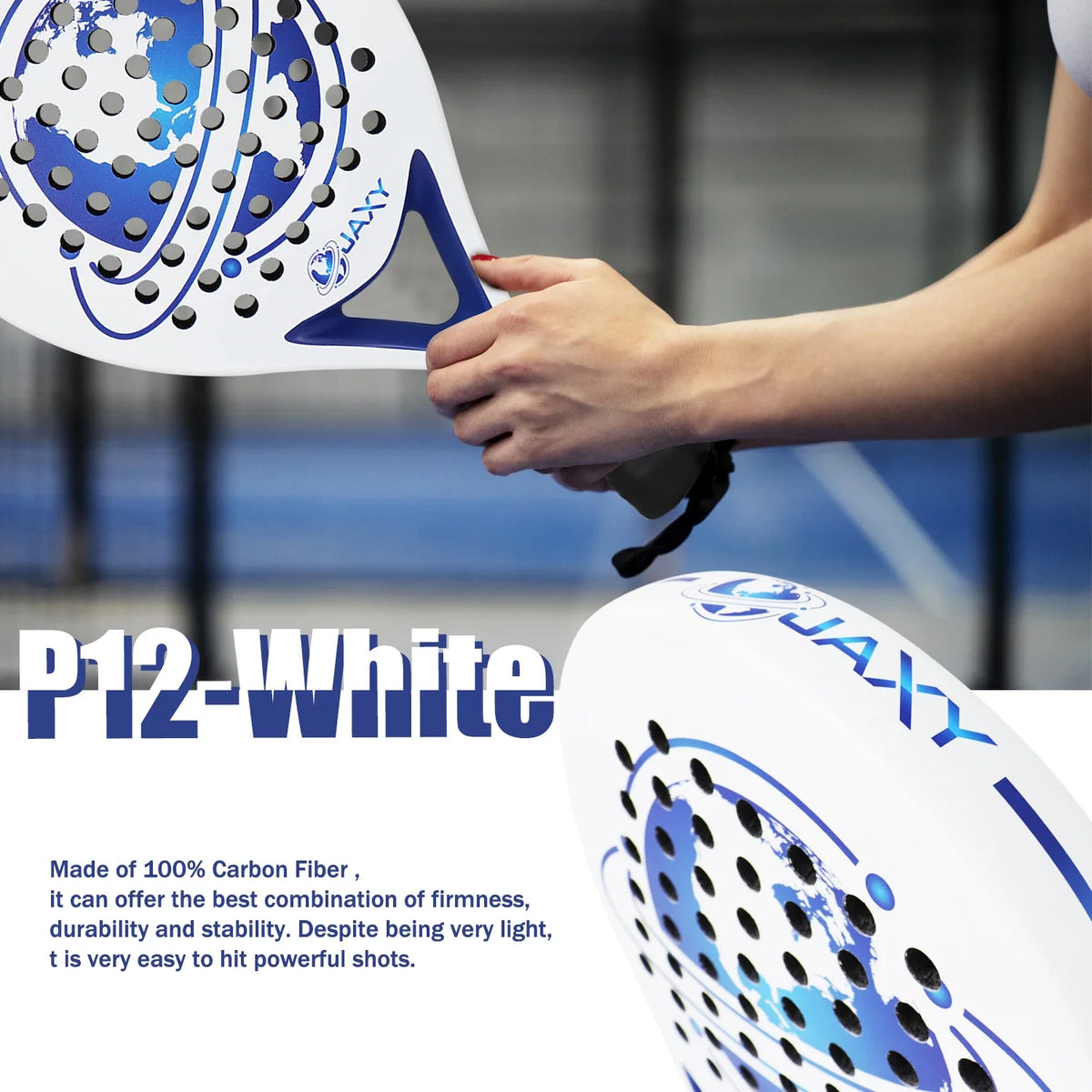 Full Carbon Padel Racket – Lightweight Frosted Surface Paddle Tennis Racquet for Beginners & All-Level Players