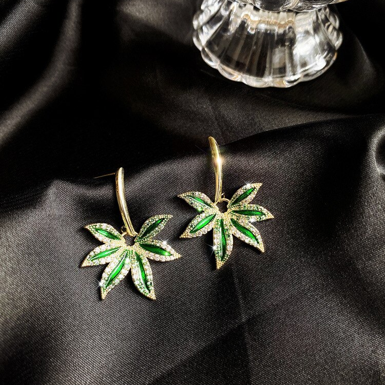 Enchanted Green Leaf Earrings
