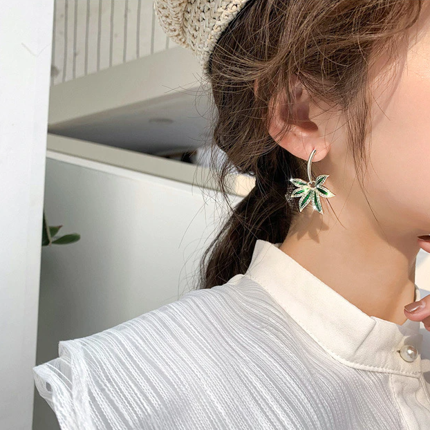 Enchanted Green Leaf Earrings
