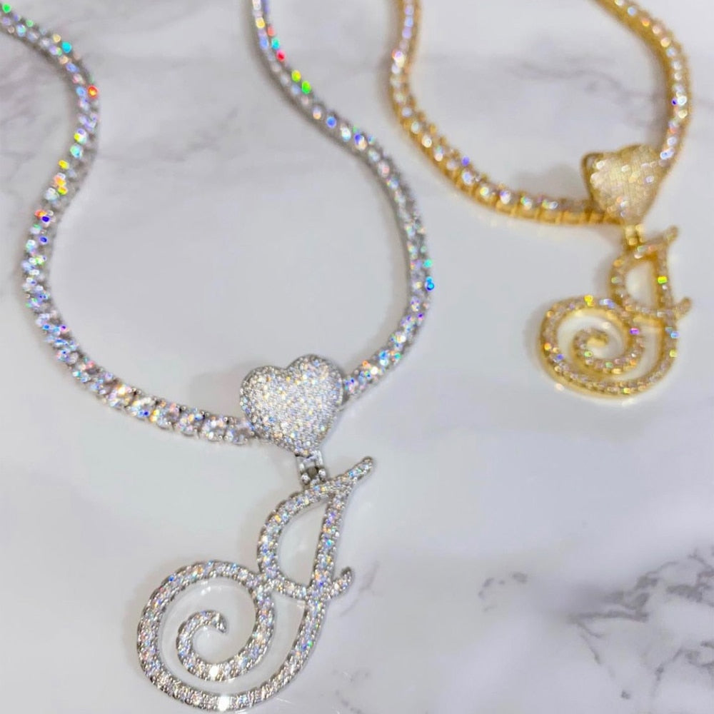 Heart Charm Initial Necklace
