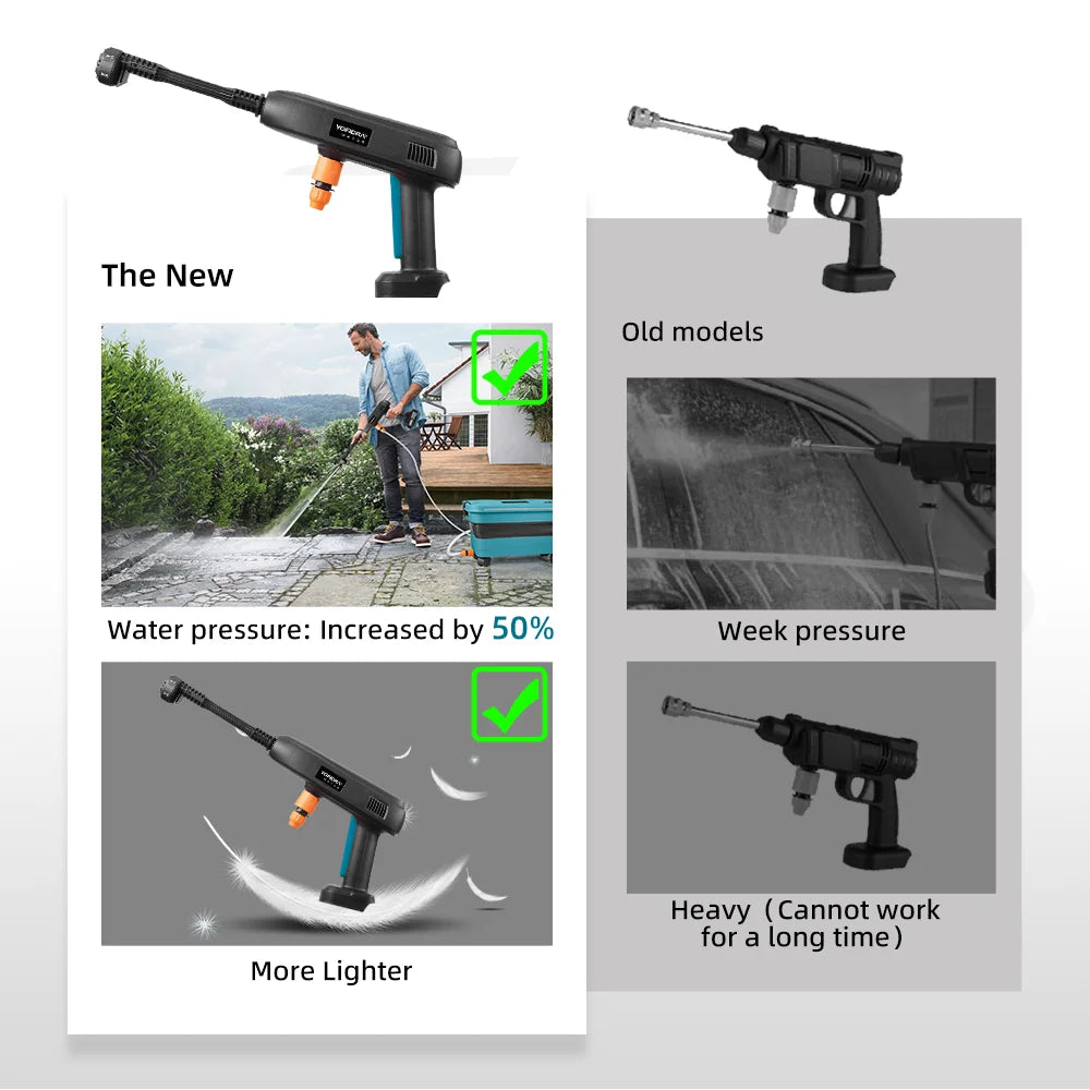 Portable High Pressure Electric Water Spray Gun - 6-in-1 Cordless Car Washer and Garden Cleaning Tool with 22L Foldable Water Bucket - Unisex