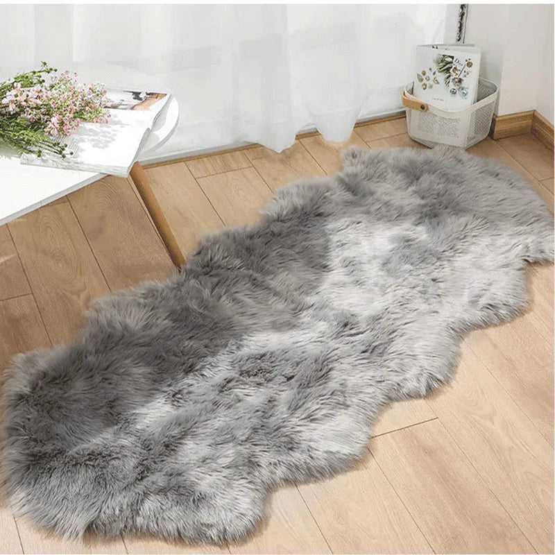 Soft Sheepskin Fluffy Fur Rug for Bedroom & Living Room