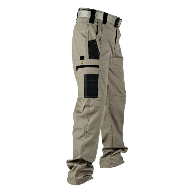 Men's Tactical Cargo Pants with Multiple Pockets – Straight-Leg Outdoor Hiking Trousers