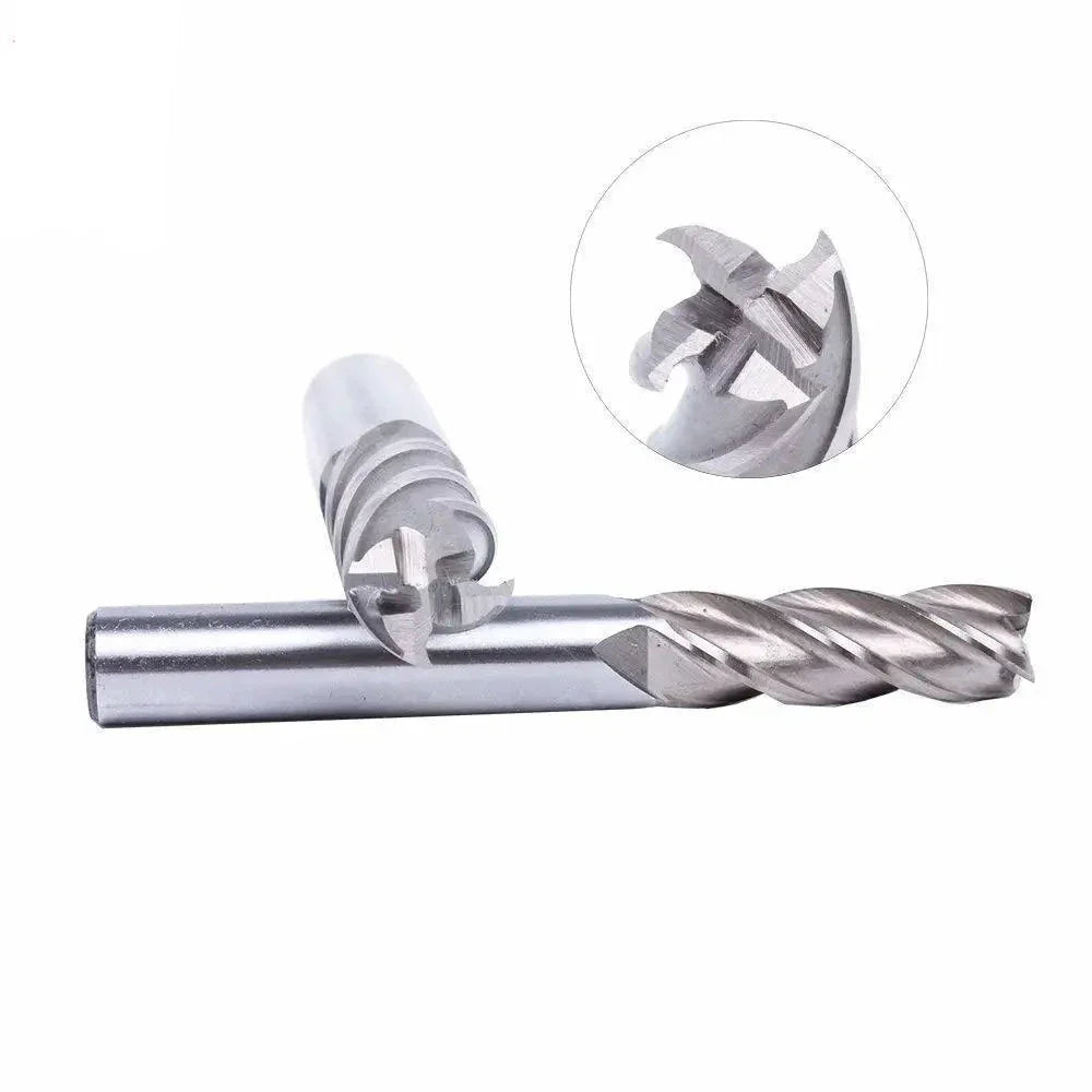 8 PCS High Speed Steel HSS 4 Flute Straight End Mill Milling Cutter Tool Set