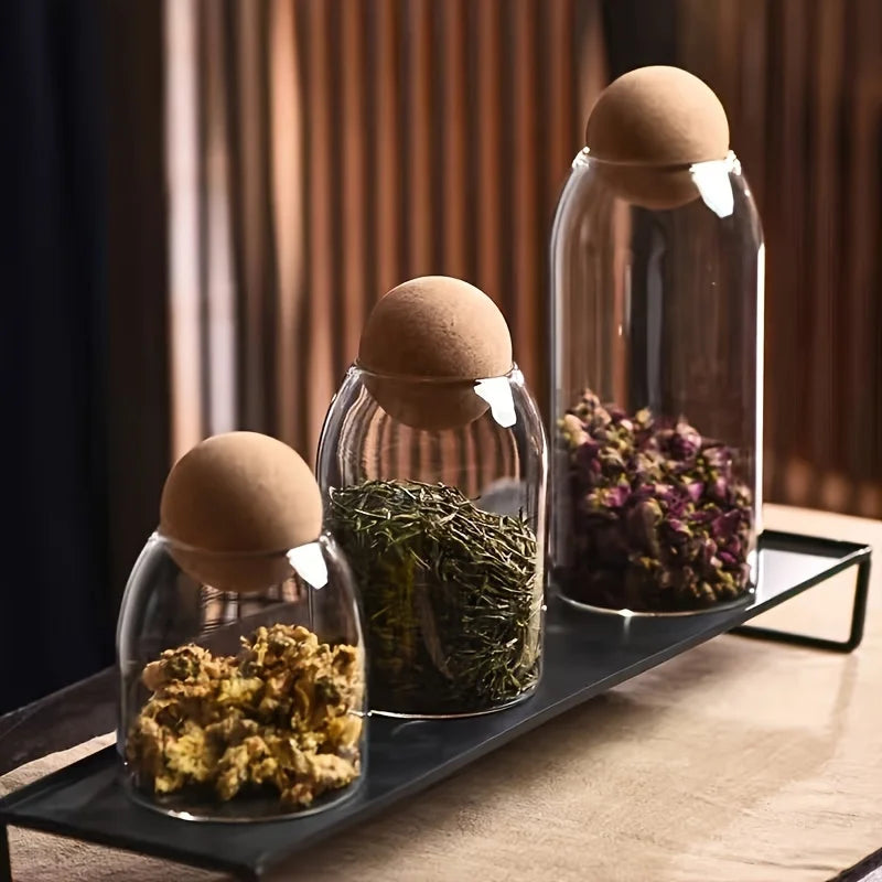 3-Piece Glass Storage Jar Set with Ball Cork Lids