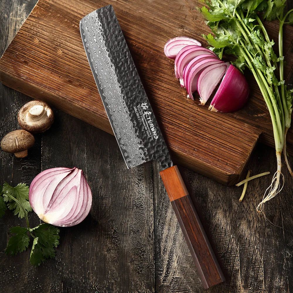 Dark Grain 7″ Damascus Steel Nakiri Knife&nbsp;菜切り包丁