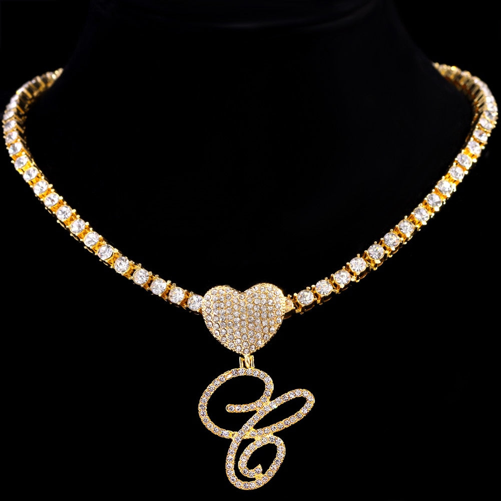 Heart Charm Initial Necklace