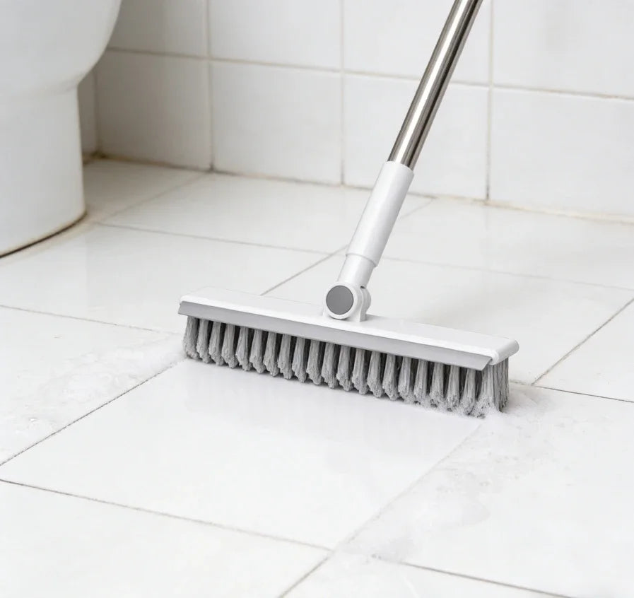 Long-Handle Bathroom Floor Brush for Tile, Grout Gaps, Walls and Toilet Cleaning