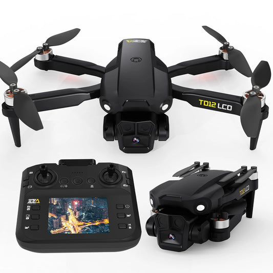 Brushless Motor Drone with LCD Screen Remote Control - Portable Optical Flow Positioning Quadcopter for Beginners - Lightweight Aerial Toy