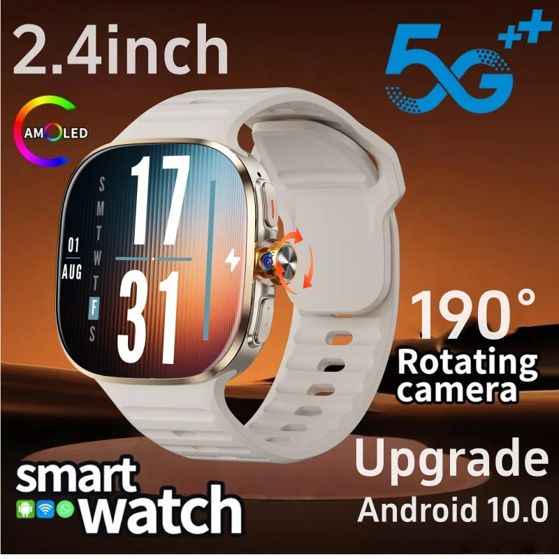 M99 5G Smartwatch with 2.4 Inch AMOLED Screen and 900W Rotating Camera - WiFi GPS Navigation Watch with Heart Rate Monitor for Men and Women