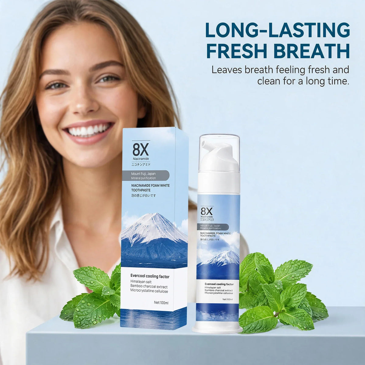 Niacinamide Foam Toothpaste 100ml – Teeth Brightening Foam for Fresh Breath