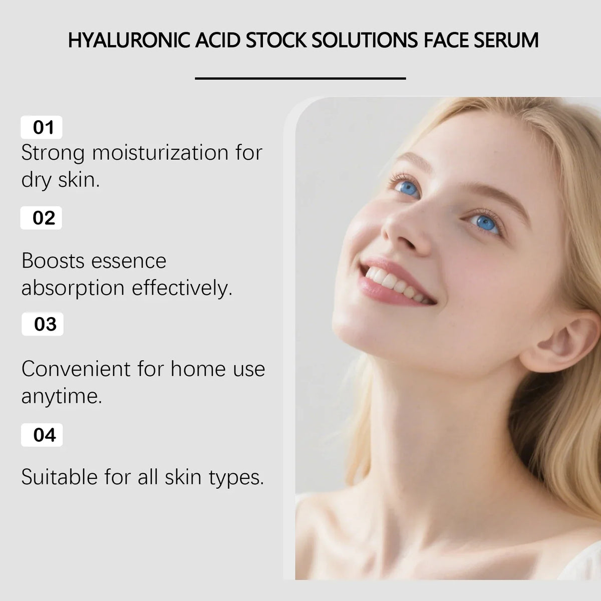 Hyaluronic Acid Face Serum Set with Roller Applicator – 4 x 10ml Moisturizing Serum