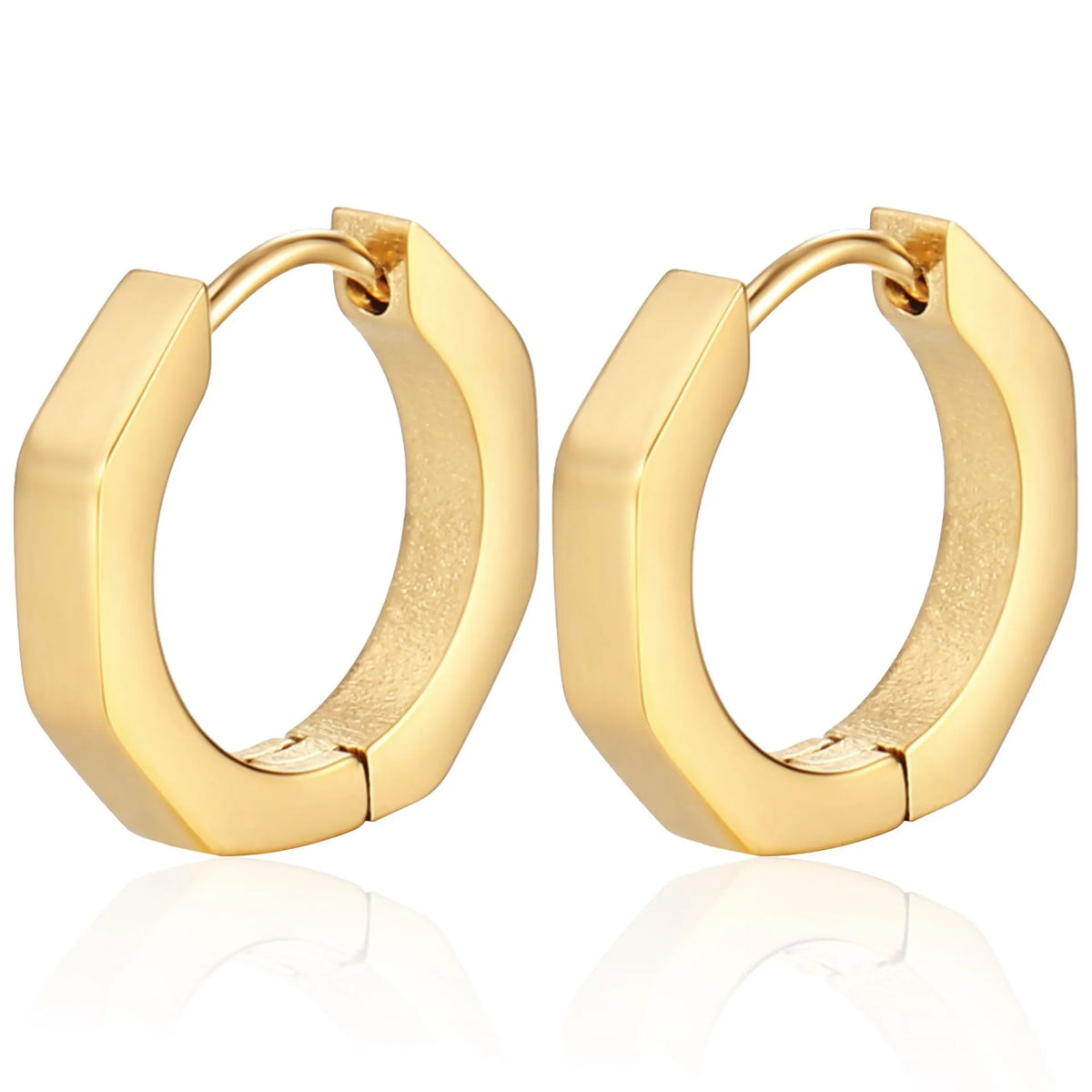 2PCS New Gold Color Square Hoop Earrings Women Men Stainless Steel Huggie Minimalist Punk Unisex Rock Earrings Piercing Jewelry
