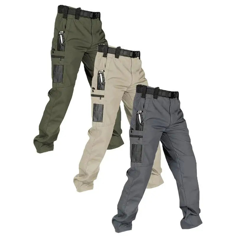 Men's Tactical Cargo Pants with Multiple Pockets – Straight-Leg Outdoor Hiking Trousers