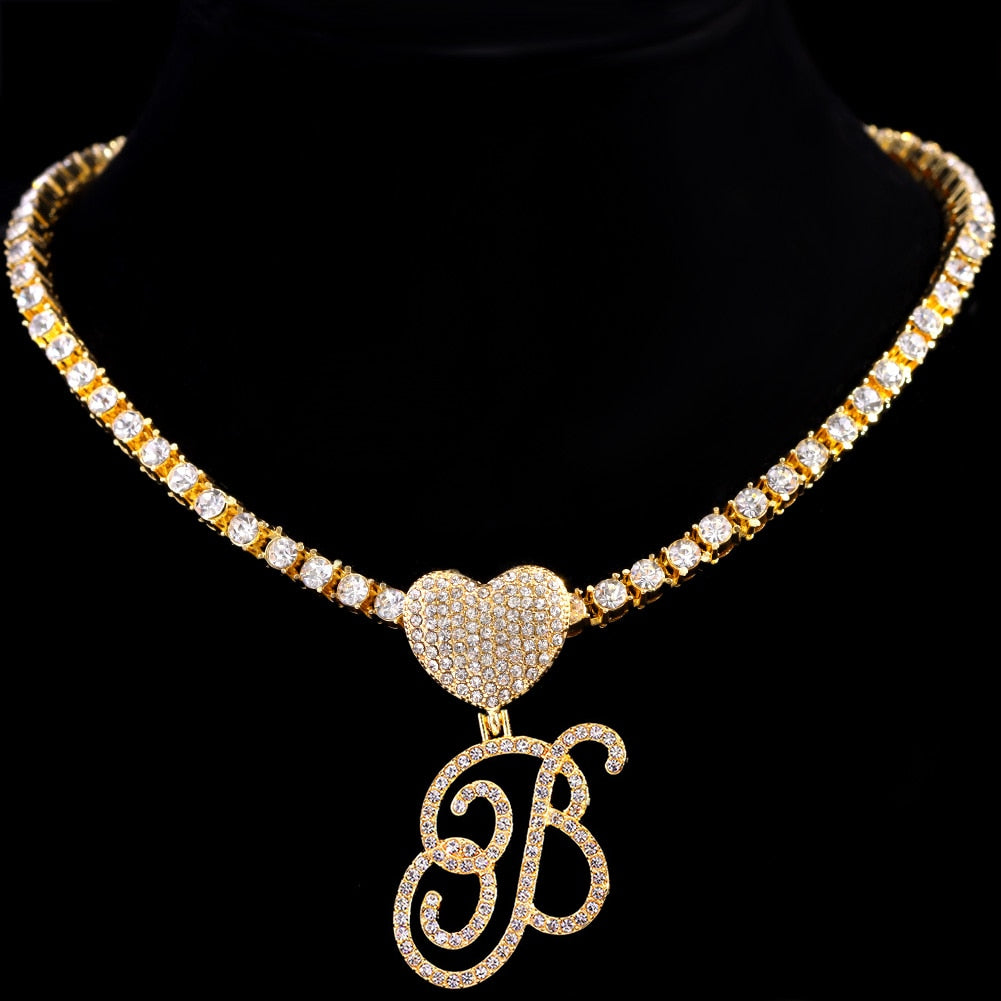Heart Charm Initial Necklace