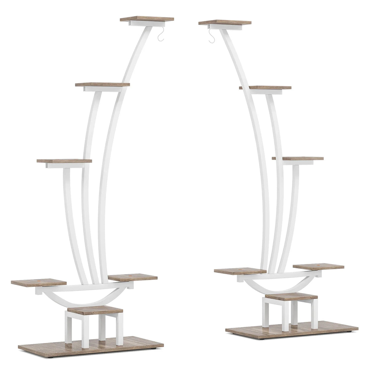 6-Tier Metal Plant Stand Pack of 2 with Hanging Hooks