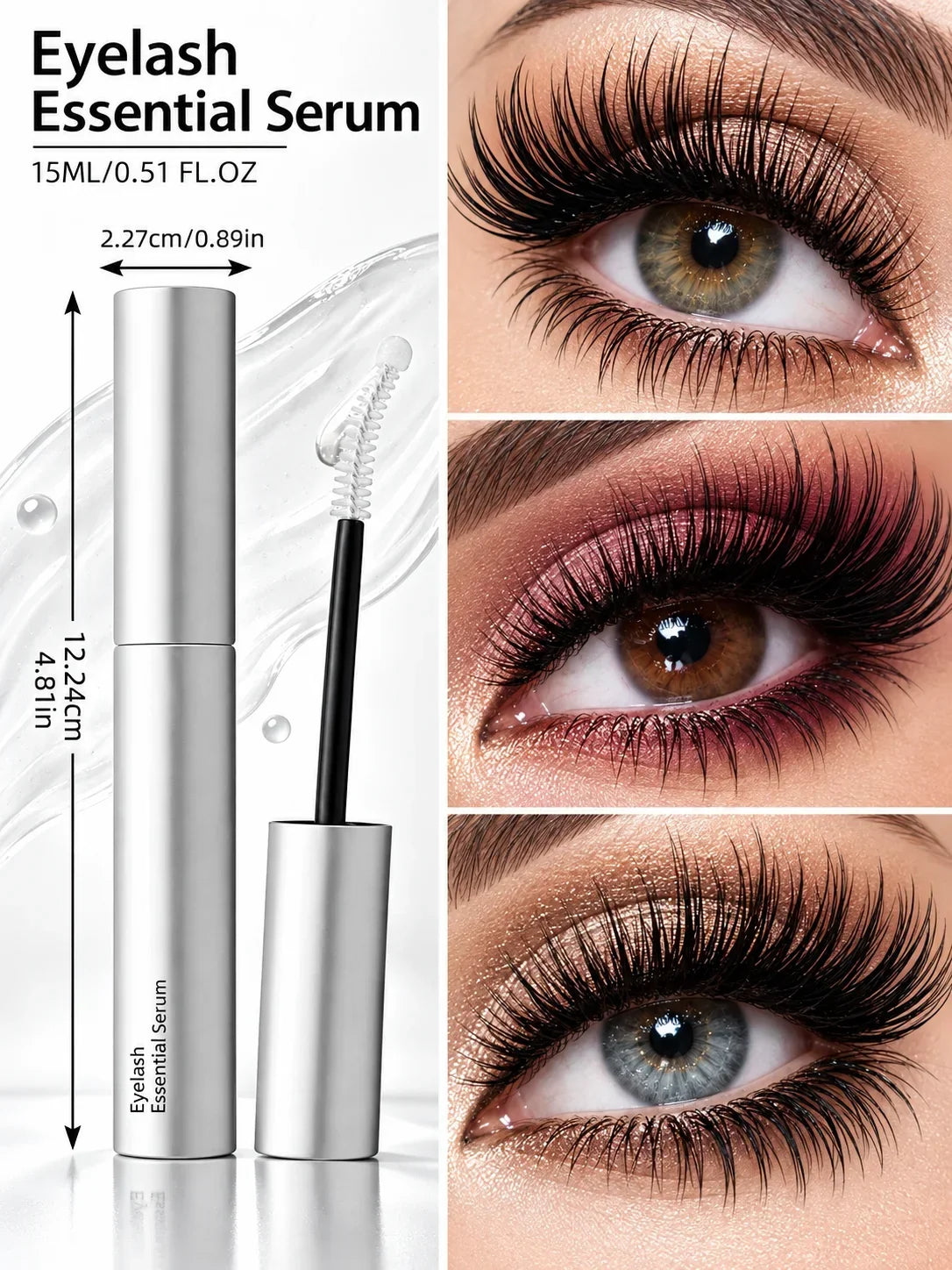 Eyelash and Eyebrow Serum 15ml with Biotin, Castor Oil and Precision Brush
