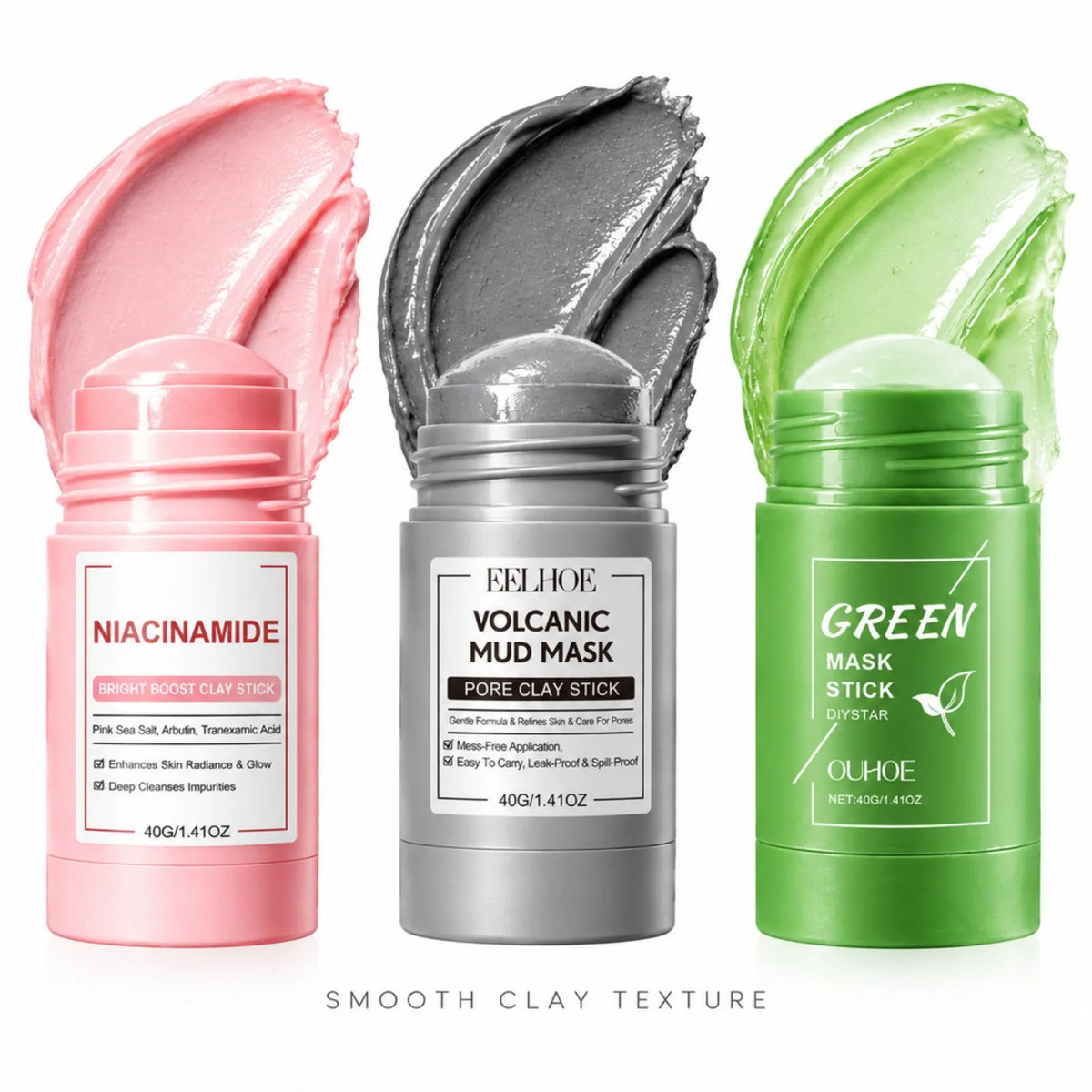 Clay Mask Stick for Deep Pore Cleansing – Kaolin Face Mask with Roller Ball Applicator
