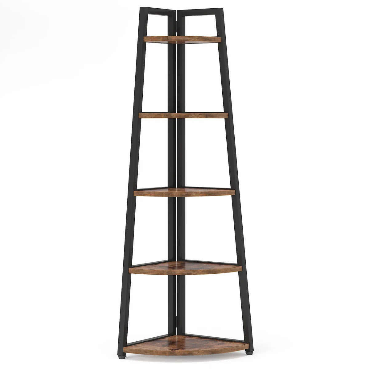 5-Tier Corner Wooden Bookcase with Storage Shelves