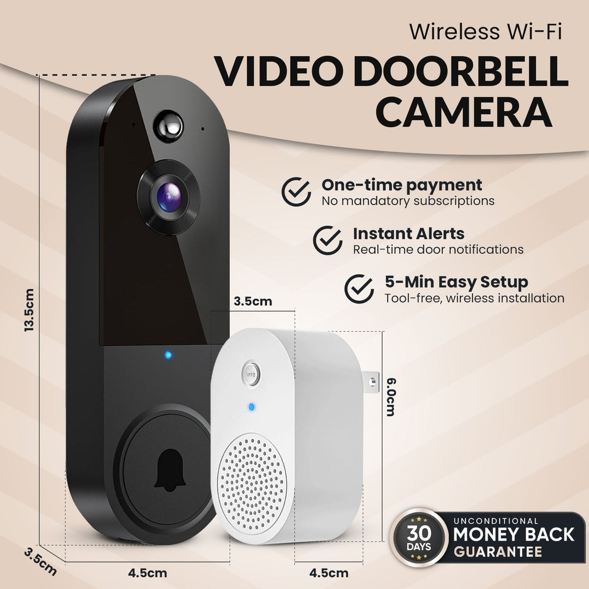 Avichic™ – Smart Wireless Video Doorbell with AI Motion Detection & Two-Way Audio for Home Security