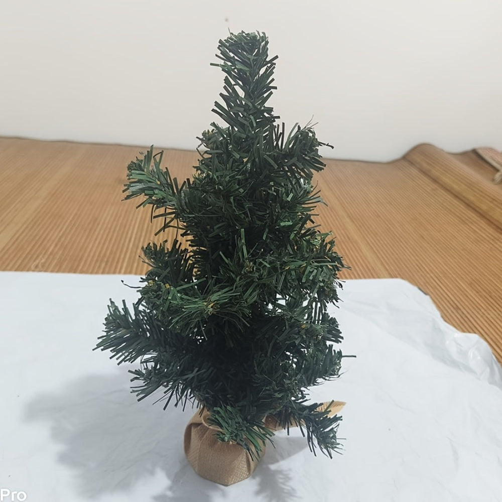 Small Christmas Tree Rustic Burlap Base Tabletop Holiday Decor