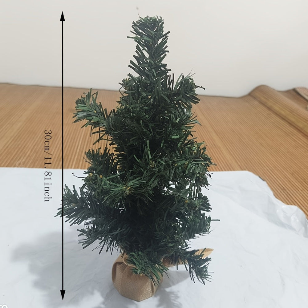 Small Christmas Tree Rustic Burlap Base Tabletop Holiday Decor