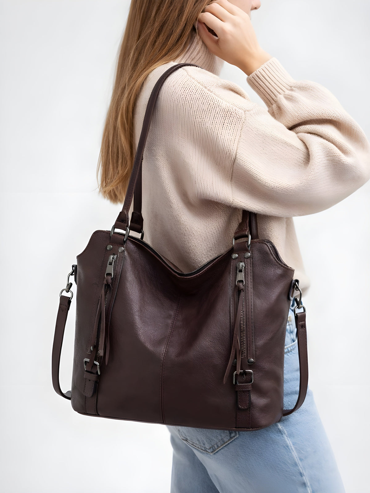 Soft vegan leather shoulder bag for school | Cuneo