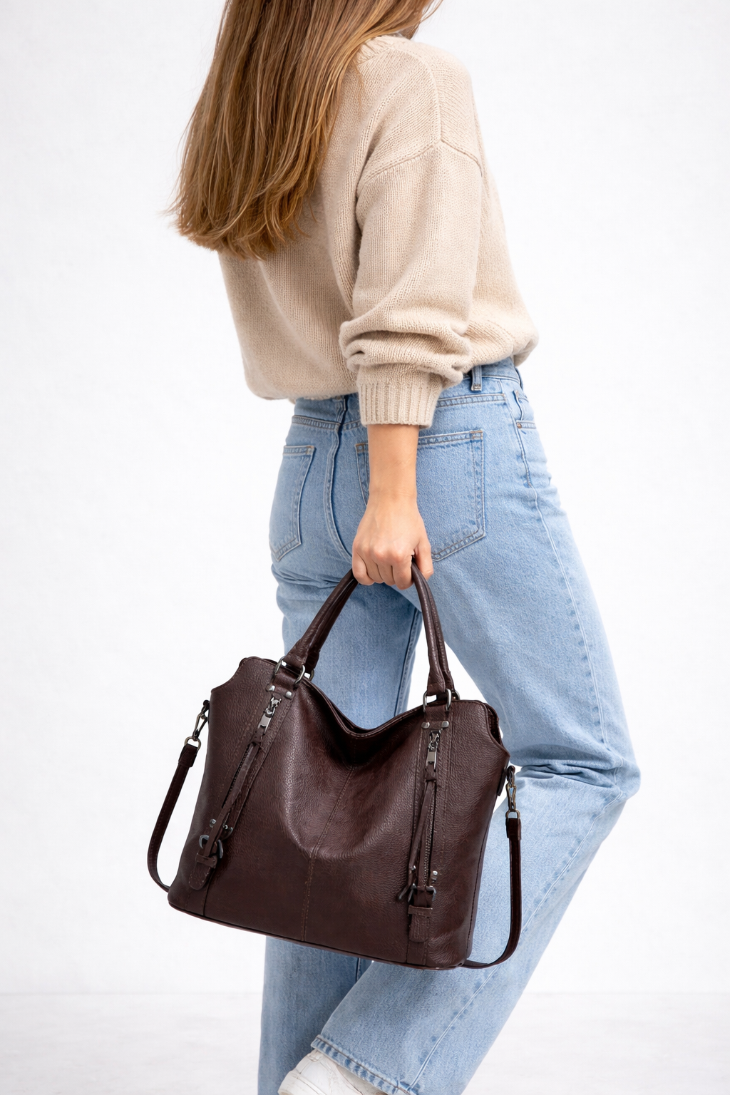 Soft vegan leather shoulder bag for school | Cuneo