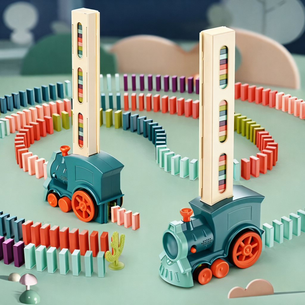 Toy Domino Train Educational Building Set Kids