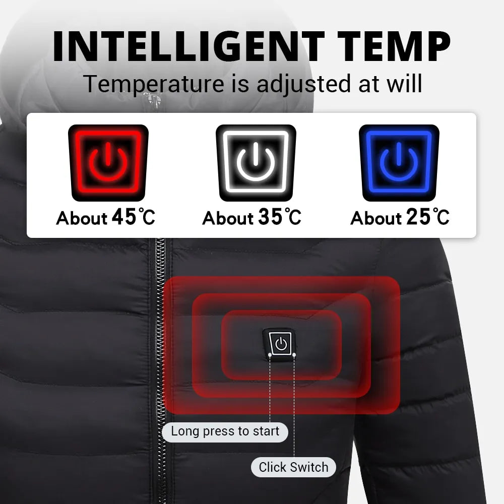 Unisex Heated Jacket Winter Thermal Coat