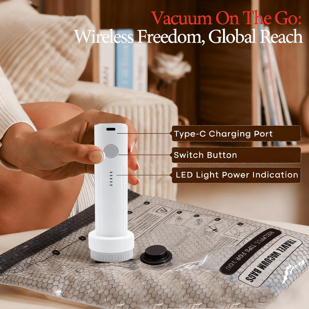 Vacuum Storage Bags Travel Compression Set Rechargeable Pump