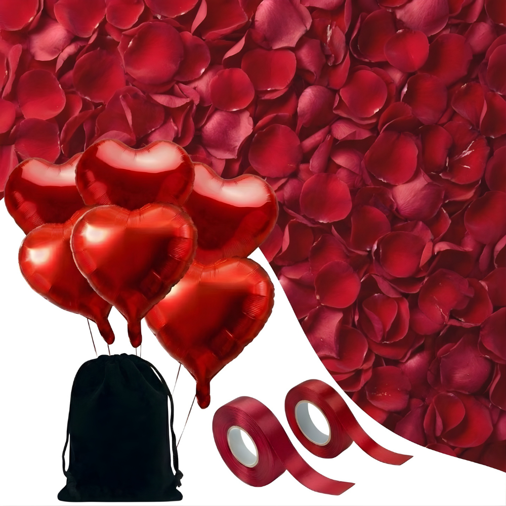 Valentines Day Decorations Romantic Rose Petals Heart Balloon Set