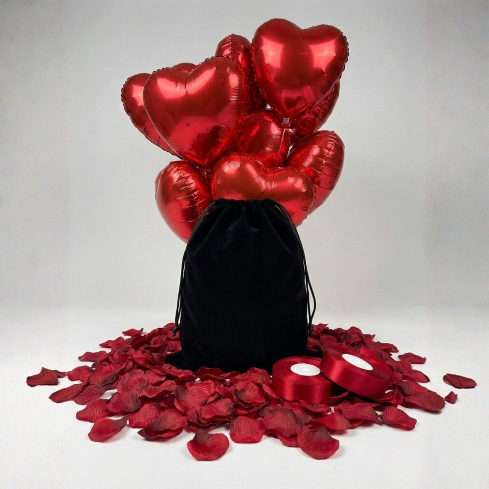 Valentines Day Decorations Romantic Rose Petals Heart Balloon Set