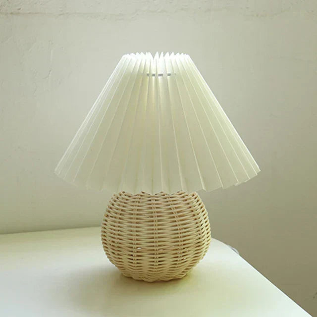 Luminous Heritage: Vintage Table Lamp with Pleated Shade – Elegant Antique Retro Nightstand Lighting Solutions